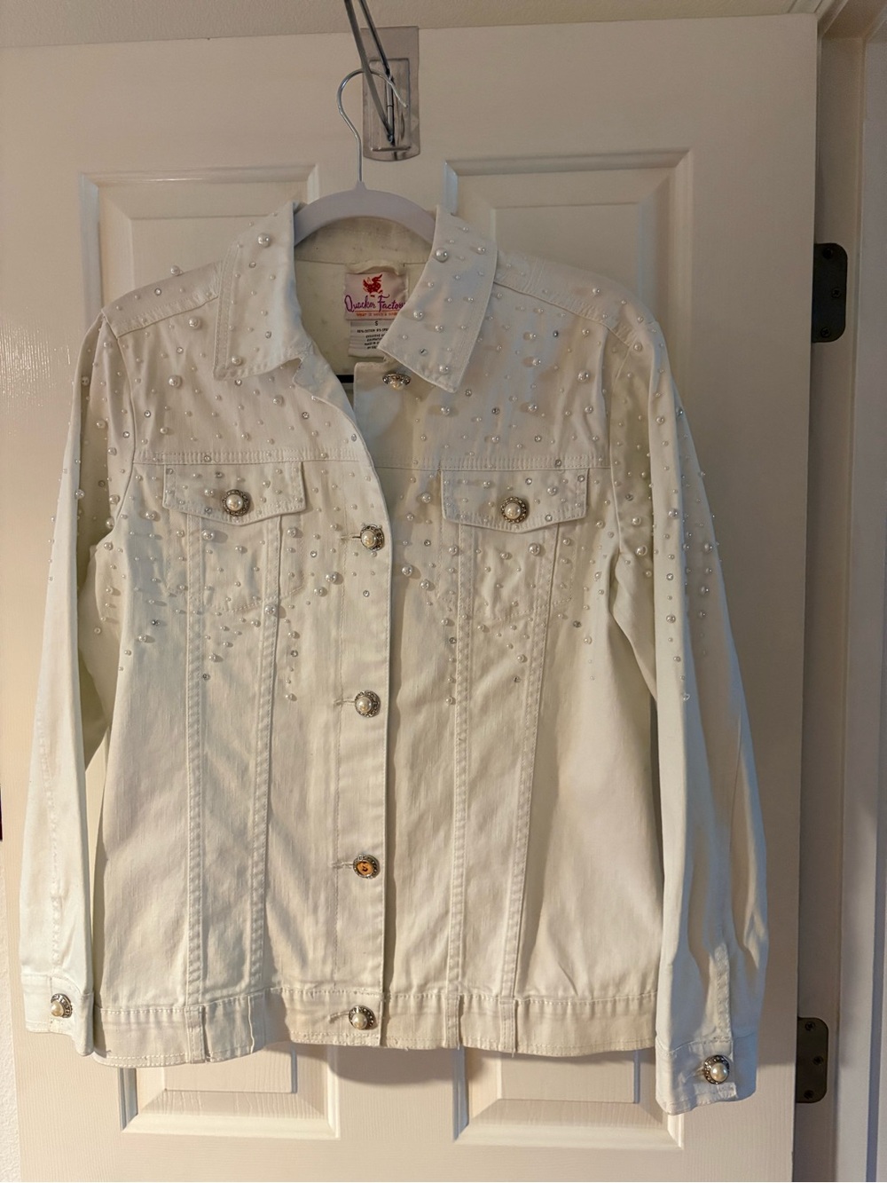 Glitzy White Denim Jean Jacket